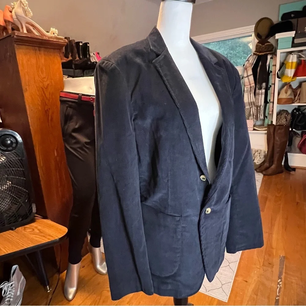 JACHS Men's Navy Corduroy Blazer Sz L